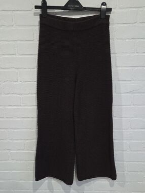FB Beach Textured Knit Wide-Leg Pants in Dark Brown